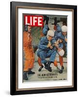 The New Astronauts, Astronauts Learning to Eat in Weightless Environment, September 27, 1963-Ralph Morse-Framed Photographic Print