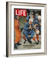 The New Astronauts, Astronauts Learning to Eat in Weightless Environment, September 27, 1963-Ralph Morse-Framed Photographic Print