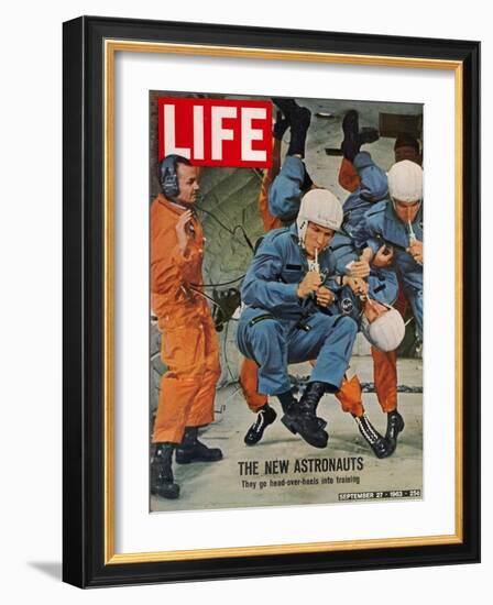 The New Astronauts, Astronauts Learning to Eat in Weightless Environment, September 27, 1963-Ralph Morse-Framed Photographic Print