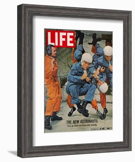 The New Astronauts, Astronauts Learning to Eat in Weightless Environment, September 27, 1963-Ralph Morse-Framed Photographic Print
