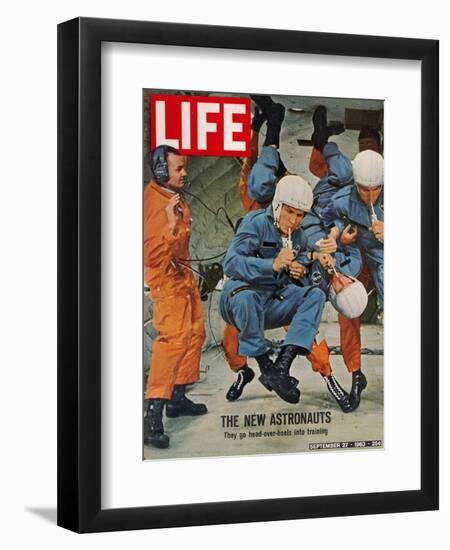 The New Astronauts, Astronauts Learning to Eat in Weightless Environment, September 27, 1963-Ralph Morse-Framed Photographic Print