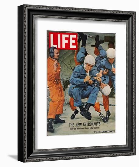 The New Astronauts, Astronauts Learning to Eat in Weightless Environment, September 27, 1963-Ralph Morse-Framed Photographic Print