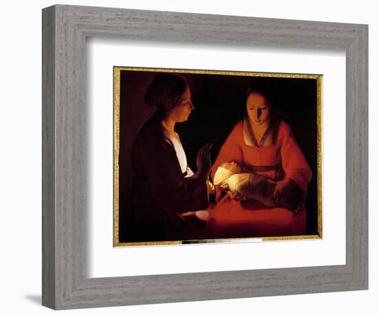 The New Born Child (The New Born Child). Painting by Georges De La Tour (1593-1652), 17Th Century.-Georges De La Tour-Framed Giclee Print