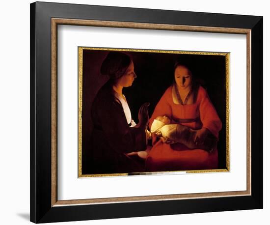 The New Born Child (The New Born Child). Painting by Georges De La Tour (1593-1652), 17Th Century.-Georges De La Tour-Framed Giclee Print