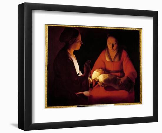 The New Born Child (The New Born Child). Painting by Georges De La Tour (1593-1652), 17Th Century.-Georges De La Tour-Framed Giclee Print