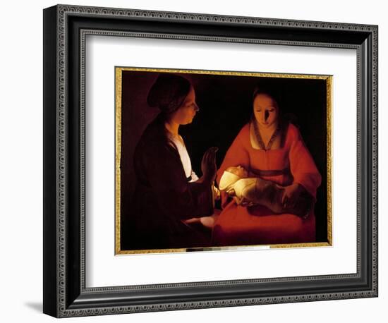 The New Born Child (The New Born Child). Painting by Georges De La Tour (1593-1652), 17Th Century.-Georges De La Tour-Framed Giclee Print