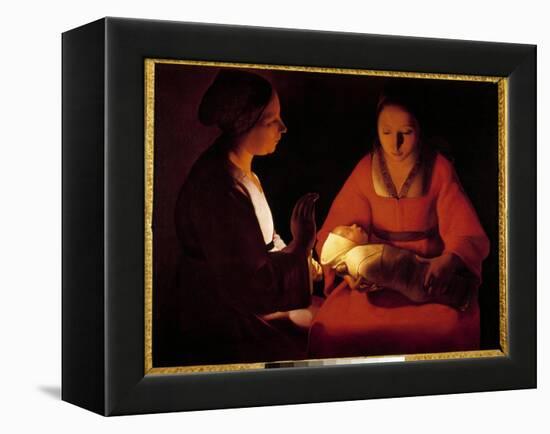 The New Born Child (The New Born Child). Painting by Georges De La Tour (1593-1652), 17Th Century.-Georges De La Tour-Framed Premier Image Canvas