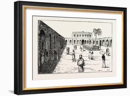 The New Exchange Minet El Basel, Arab Merchants Selling their Cotton Crops, Egypt, 1873-null-Framed Giclee Print