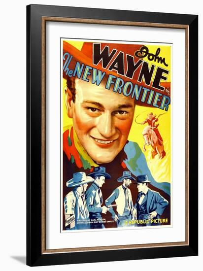 THE NEW FRONTIER (aka FRONTIER HORIZON), John Wayne, movie poster art, 1935.-null-Framed Art Print