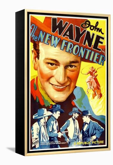 THE NEW FRONTIER (aka FRONTIER HORIZON), John Wayne, movie poster art, 1935.-null-Framed Stretched Canvas