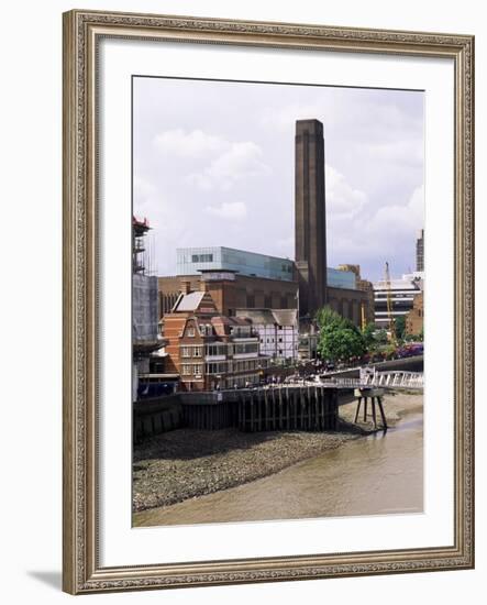 The New Globe Theatre with the Tate Gallery of Modern Art in Background, Bankside, London, UK-Fraser Hall-Framed Photographic Print