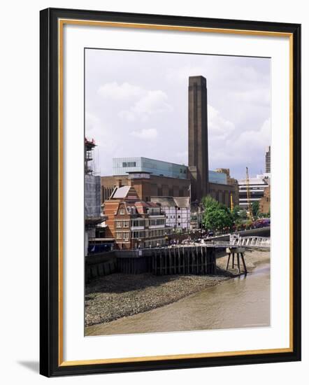 The New Globe Theatre with the Tate Gallery of Modern Art in Background, Bankside, London, UK-Fraser Hall-Framed Photographic Print