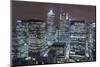 The New London Financial District in the Docklands at Night.-David Bank-Mounted Photographic Print