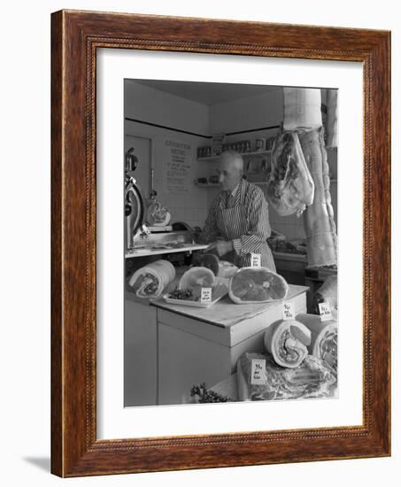 The New Metric System of Selling Bacon, 1966-Michael Walters-Framed Photographic Print