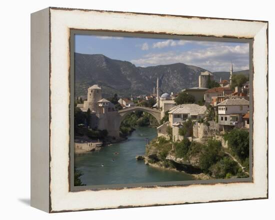 The New Old Bridge Over the Fast Flowing River Neretva, Mostar, Bosnia, Bosnia-Herzegovina, Europe-Graham Lawrence-Framed Premier Image Canvas