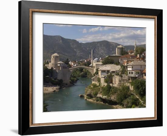 The New Old Bridge Over the Fast Flowing River Neretva, Mostar, Bosnia, Bosnia-Herzegovina, Europe-Graham Lawrence-Framed Photographic Print