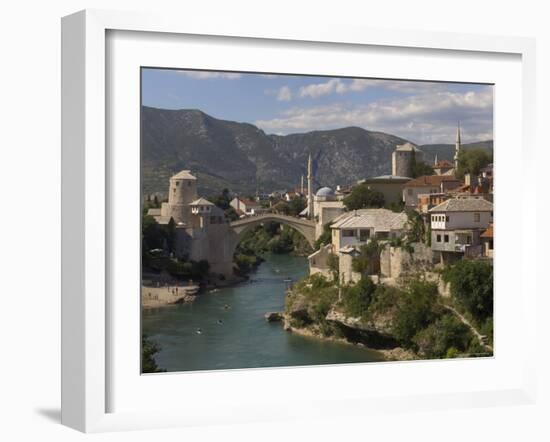 The New Old Bridge Over the Fast Flowing River Neretva, Mostar, Bosnia, Bosnia-Herzegovina, Europe-Graham Lawrence-Framed Photographic Print