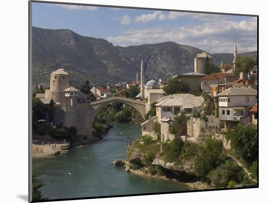 The New Old Bridge Over the Fast Flowing River Neretva, Mostar, Bosnia, Bosnia-Herzegovina, Europe-Graham Lawrence-Mounted Photographic Print