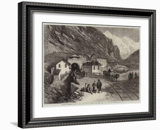 The New Overland Route to India, the Railway Tunnel under Mont Cenis, South End, at Bardonneche-null-Framed Giclee Print