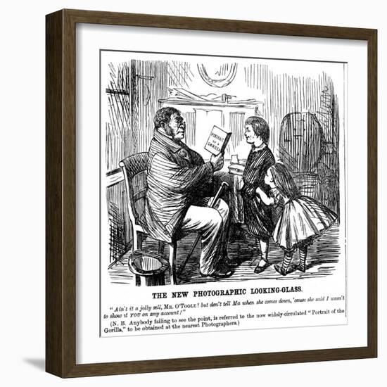 The New Photographic Looking Glass, Cartoon from Punch, Everyday Proof of Man's Origins, 1861-null-Framed Giclee Print