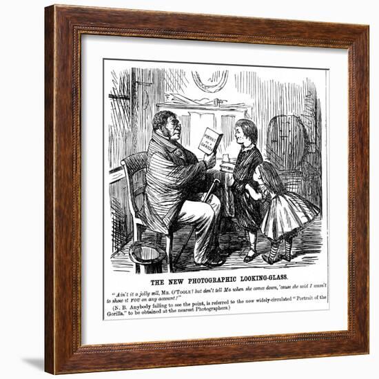 The New Photographic Looking Glass, Cartoon from Punch, Everyday Proof of Man's Origins, 1861-null-Framed Giclee Print