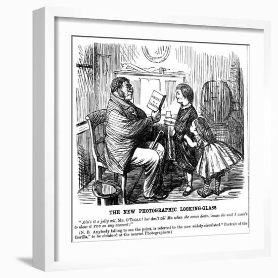 The New Photographic Looking Glass, Cartoon from Punch, Everyday Proof of Man's Origins, 1861-null-Framed Giclee Print