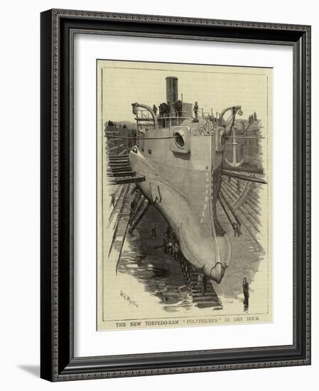 The New Torpedo-Ram Polyphemus in Dry Dock-William Lionel Wyllie-Framed Giclee Print