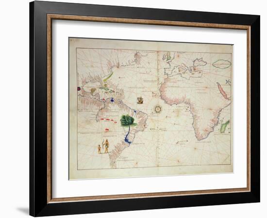 The New World, from an Atlas of the World in 33 Maps, Venice, 1st September 1553-Battista Agnese-Framed Giclee Print