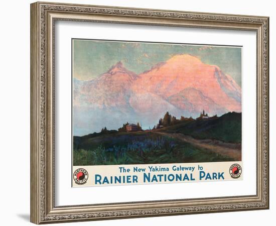 The New Yakima Gateway to Rainier National Park Poster, Circa 1925-Sidney Laurence-Framed Giclee Print