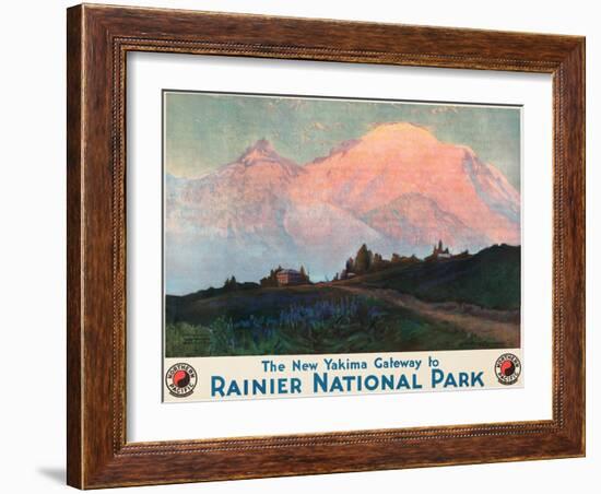 The New Yakima Gateway to Rainier National Park Poster, Circa 1925-Sidney Laurence-Framed Giclee Print