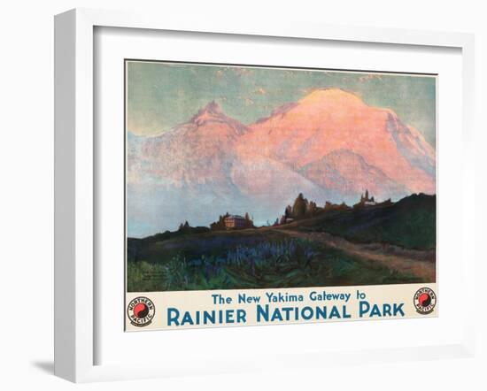 The New Yakima Gateway to Rainier National Park Poster, Circa 1925-Sidney Laurence-Framed Giclee Print