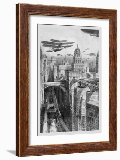 The New York of the Future as Imagined in 1911-Richard Rummell-Framed Art Print