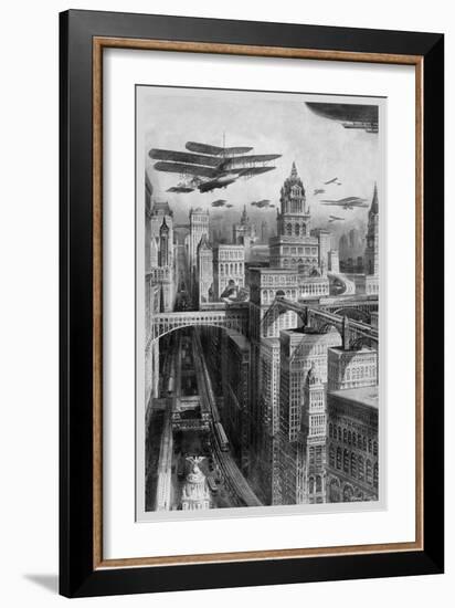 The New York of the Future as Imagined in 1911-Richard Rummell-Framed Art Print