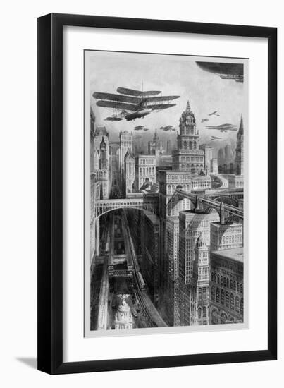 The New York of the Future as Imagined in 1911-Richard Rummell-Framed Art Print