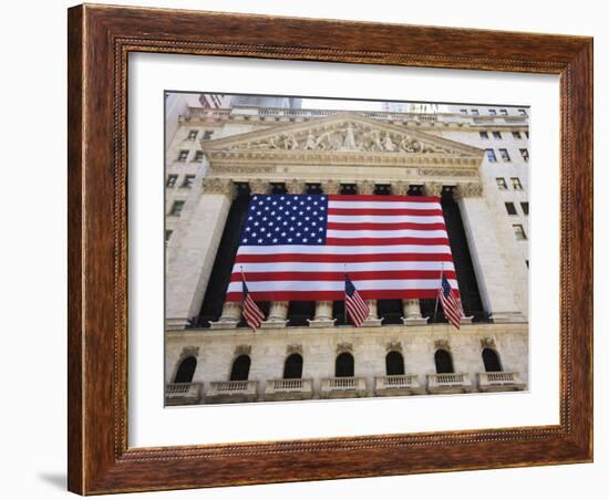 The New York Stock Exchange, Broad Street, Wall Street, Manhattan-Amanda Hall-Framed Photographic Print