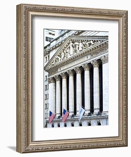 The New York Stock Exchange Building, Wall Street, Manhattan, NYC, White Frame-Philippe Hugonnard-Framed Art Print