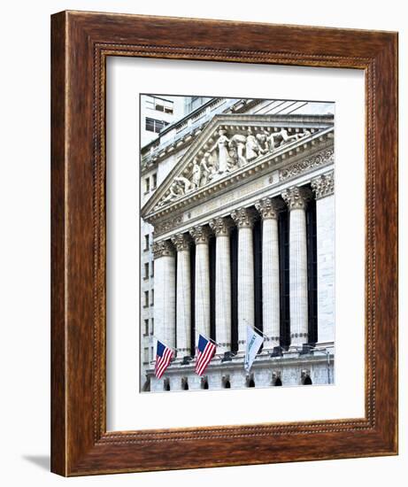 The New York Stock Exchange Building, Wall Street, Manhattan, NYC, White Frame-Philippe Hugonnard-Framed Art Print