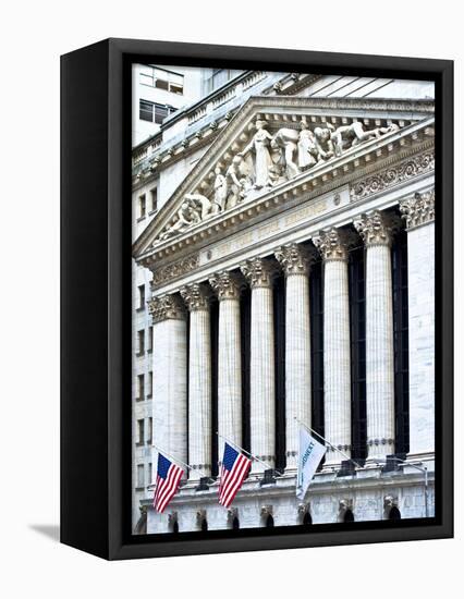 The New York Stock Exchange Building, Wall Street, Manhattan, NYC, White Frame-Philippe Hugonnard-Framed Stretched Canvas