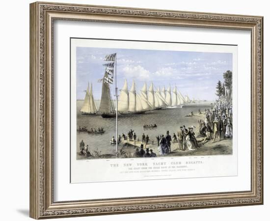 The New York Yacht Club Regatta, Pub. Currier and Ives, 1869-null-Framed Giclee Print