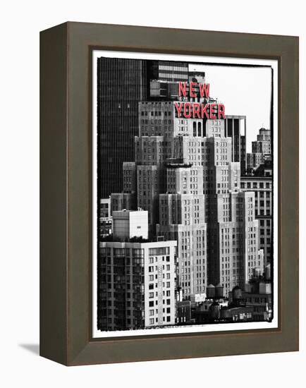 The New Yorker Hotel, Black and White Photography, Red Signs, Midtown Manhattan, New York City, US-Philippe Hugonnard-Framed Premier Image Canvas