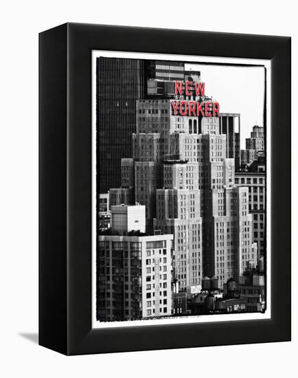 The New Yorker Hotel, Black and White Photography, Red Signs, Midtown Manhattan, New York City, US-Philippe Hugonnard-Framed Premier Image Canvas