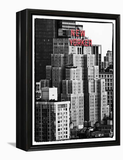 The New Yorker Hotel, Black and White Photography, Red Signs, Midtown Manhattan, New York City, US-Philippe Hugonnard-Framed Premier Image Canvas