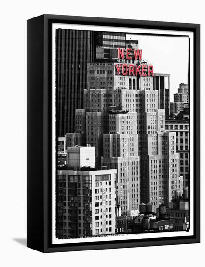 The New Yorker Hotel, Black and White Photography, Red Signs, Midtown Manhattan, New York City, US-Philippe Hugonnard-Framed Premier Image Canvas