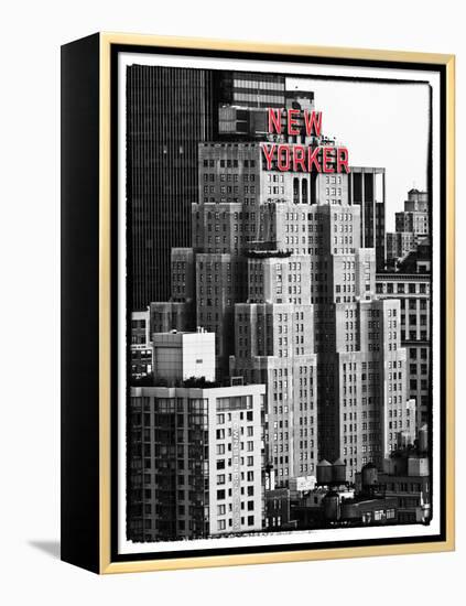 The New Yorker Hotel, Black and White Photography, Red Signs, Midtown Manhattan, New York City, US-Philippe Hugonnard-Framed Premier Image Canvas