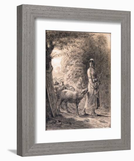 The Newborn Lamb, C.1860-Jean-François Millet-Framed Giclee Print