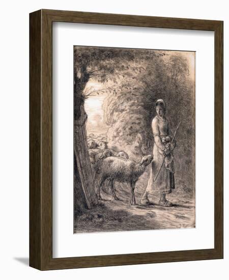 The Newborn Lamb, C.1860-Jean-François Millet-Framed Giclee Print