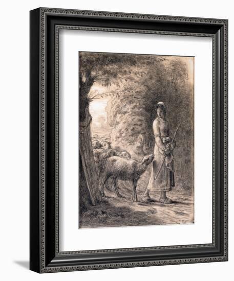 The Newborn Lamb, C.1860-Jean-François Millet-Framed Giclee Print