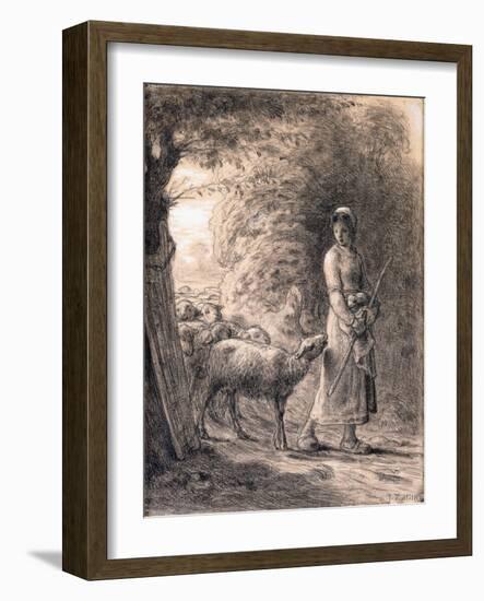 The Newborn Lamb, C.1860-Jean-François Millet-Framed Giclee Print