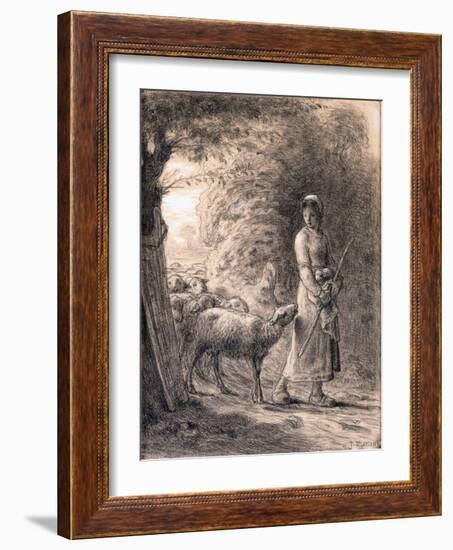 The Newborn Lamb, C.1860-Jean-François Millet-Framed Giclee Print