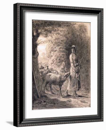 The Newborn Lamb, C.1860-Jean-François Millet-Framed Giclee Print